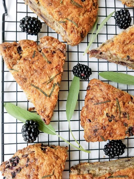 Sage Baking Recipes, Sage Dessert Recipes, Sage Dessert, Sage Scones, Blackberry Desserts, Blackberry Scones, Blackberry Dessert, Breakfast Desserts, Baking Scones