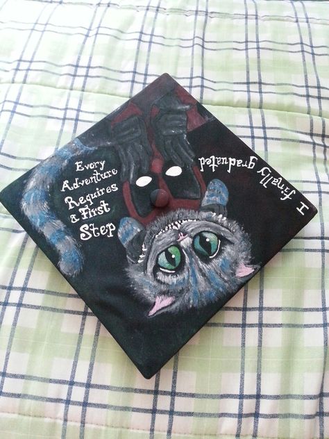 Graduation Cap,Deadpool Deadpool Graduation Cap, Graduation Cap Designs Horror, Horror Themed Graduation Caps, College Grad Cap Ideas, Grad Hat, High School Graduation Cap, Grad Cap Designs, Diy Graduation Cap, Graduation Quotes