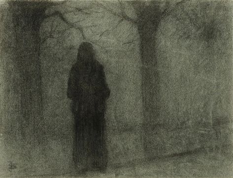 Artwork by Jakub Schikaneder, 6 Works: By the Bed, By the Coffin, The Drowned Woman, Figure Amongst the Trees, Made of Charcoal on handmade paper Jakub Schikaneder, Dead Girl, The Boogeyman, Pre Raphaelite, A4 Poster, Creepy Art, Art Video, Fantastic Art, Vintage Artwork