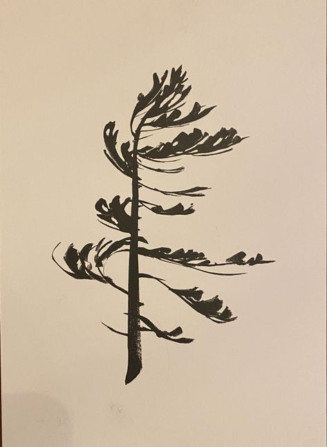 Redwood Tree Tattoos, Tattoos That Flow, Tree Doodle Drawing, Larch Tattoo, Tattoo Tree Men, Century Plant Tattoo, Pretty Nature Tattoos, 3 Trees Tattoo, Tree Stamp Tattoo