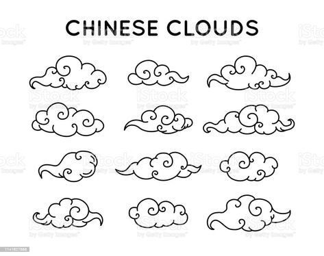 Cloud Doodle, Japanese Cloud Tattoo, Chinese Clouds, Koi Fish Drawing, Japan Tattoo Design, Chinese Aesthetic, Cloud Tattoo, Black Girls With Tattoos, Asian Tattoos