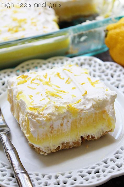 Lemon Layered Dessert, No Bake Lemon Desserts, Lemon Lush Dessert, No Bake Lemon, Layered Dessert, Tiramisu Dessert, Lemon Dessert Recipes, Layered Desserts, Lemon Pudding