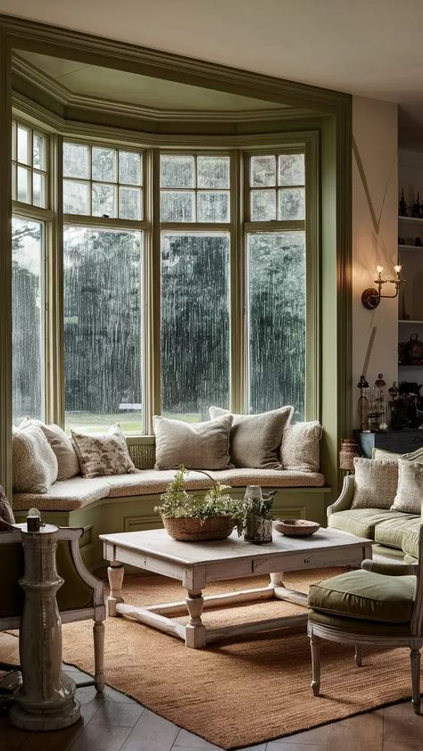 26+ Bay Window Seating Ideas for a Breathtaking Living Room View Seating Nook Living Room, Bump Out Window Interior, Farmhouse Bay Window Ideas, Bay Window Ideas Living Room, Bay Window Seating Ideas, New England Style Living Room, Window Seating Ideas, Bay Window Seat Ideas, Living Room Knock Through