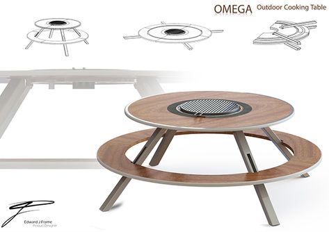 Outdoor Cooking Table, Portable Furniture, Furniture Design Sketches, Wardrobe Door Designs, Summer Patio, Picnic Tables, Outdoor Eating, Mesa Exterior, Summer Entertaining