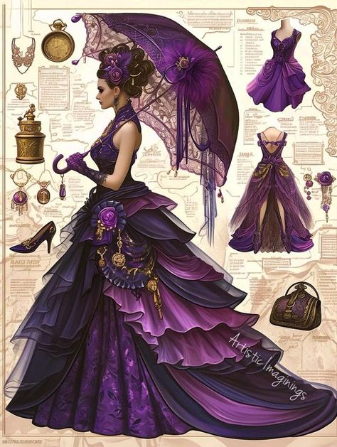 Victorian Era Dresses Drawing, Victorian Dress Sketch, Old Ball Gowns, Victorian Dress Drawing, Purple Victorian Dress, Pretty Scrapbook, Drawing Purple, Era Dresses, Photoshopped Pictures