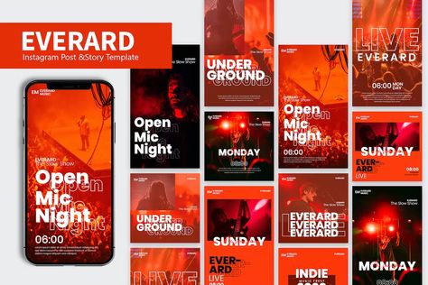 Everard Event Music Instagram Post & Story Pack RH, Graphic Templates - Envato Elements Modern Social Media Design, Social Media Design Template, Rh Design, Instagram Event, Best Instagram Stories, Online Jobs For Teens, Music Instagram, Event Template, Marketing Flyers