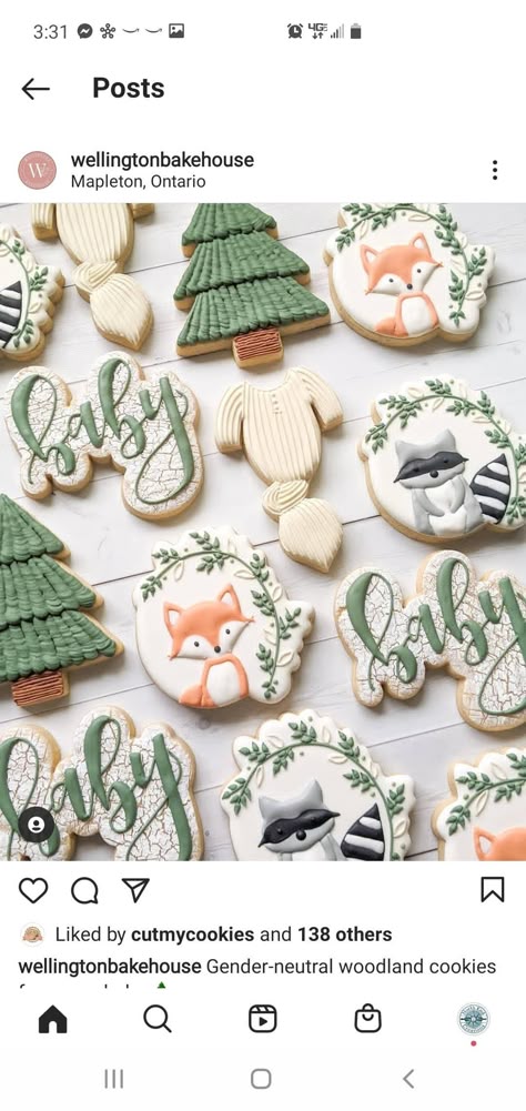 Forest Cookies Decorated, Winter Woodland Cookies, Woodland Decorated Cookies, Forest Animal Cookies, Woodland Creature Cookies, Woodland Baby Shower Theme Cookies, Woodland Cookies Decorated, Woodland Sugar Cookies, Woodland Baby Shower Cookies