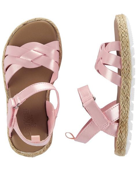 Braided Strap Sandals | oshkosh.com Pink Sandals Outfit, Handmade Leather Shoes Pattern, Springtime Outfits, Spring Time Outfits, Toddler Sandals Girl, Dr Closet, Shoes Pattern, Comfy Sandals, Sandals Outfit