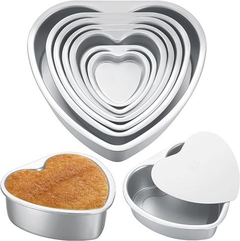 Amazon.com: Sieral 7 Pcs Valentine's Day Aluminum Heart Shaped Cake Pans Set 3/4/ 5/6/ 8/10 Inches DIY Nonstick Baking Pan with Removable Bottom Cake Dessert Baking Mould for Birthday Anniversary Party: Home & Kitchen Heart Cake Pan, Heart Shaped Cake Pan, Elaborate Cakes, Cake Oven, Shaped Cake Pans, Heart Shaped Cake, Egg Pan, Cake Pan Set, Shaped Cake