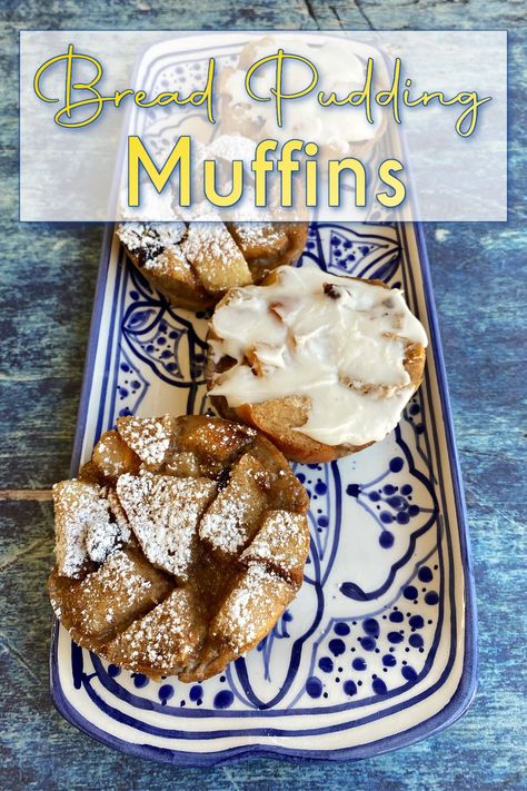 Individual Bread Pudding, Recipes With Old Bread, Bread Pudding Muffins, Leftover Bread Recipes, Pudding Cupcakes, Bread Pudding Easy, Dessert Snacks, Truly Scrumptious, Family Baking