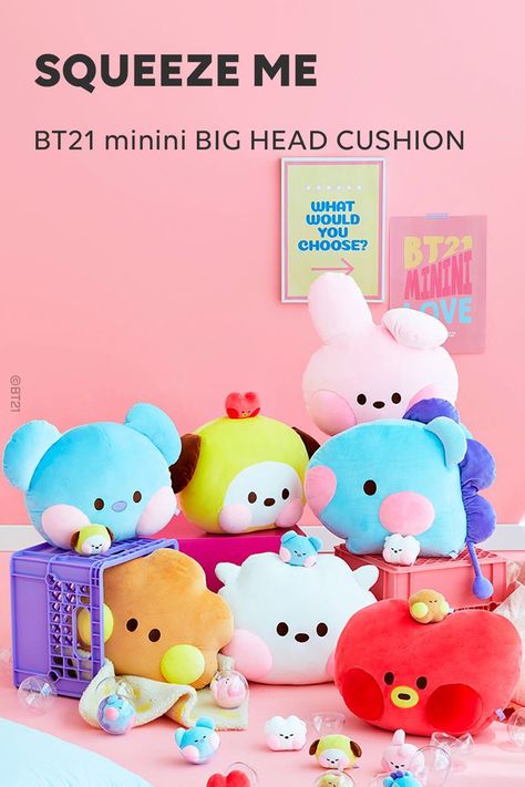 What's super cute, soft, fluffy, and big in size?💕 BT21 minini Big Head Cushions! *Shipping Notice: Purchase only valid for US Domestic orders. Free Shipping Vouchers can not be applied to items over 15". #BT21 #BT21minini #cushion #facecushion #LINEFRIENDS #LINEFRIENDS_US Bt21 Wallpaper, Bt21 Merch, Tiny Tan, Tablet Pouch, Laptop Pouch, Box Packaging Design, Bts Merch, Big Head, First Love Bts