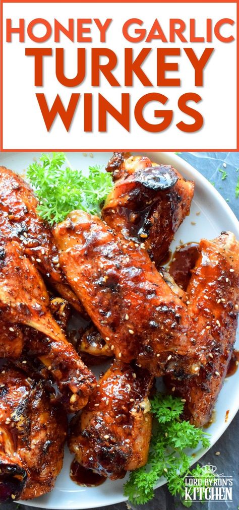 Turkey Wings Dinner, Honey Garlic Turkey Wings, Turkey Wings For Thanksgiving, Grilled Turkey Wings Recipe, Turkey Wing Meal Ideas, How To Cook Turkey Wings, Honey Turkey Wings, Turkey Wing Dinner Ideas, Turkey Wings In Crockpot