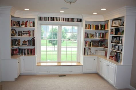 https://foter.com/corner-cabinet-bookcase Custom Bookshelves, Office Bookshelves, Corner Bookshelves, Window Seats, Bookshelves Diy, Home Libraries, Built In Bookcase, Bedroom Windows, Home Library