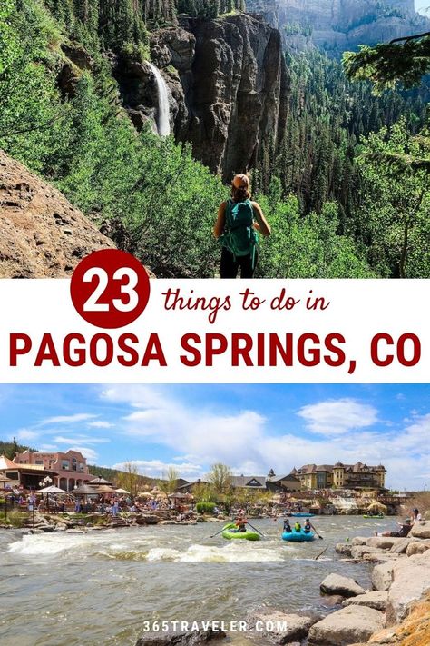 If you’re looking for a place where you can both play and relax any time of year, look no further than Pagosa Springs, Colorado! This gorgeous mountain town is most well-known for its impressive collection of hot springs, but it's full of all sorts of outdoor adventures. Here are 23 of the best things to do in Pagosa Springs that you're going to love! Things To Do In Pagosa Springs Colorado, 7 Falls Colorado Springs, Pagoda Springs Colorado, Durango Hot Springs, Pagosa Springs Colorado Fall, Pagosa Springs Colorado Summer, Pagosa Springs Colorado Winter, Spring Break Colorado, Colorado Springs Things To Do