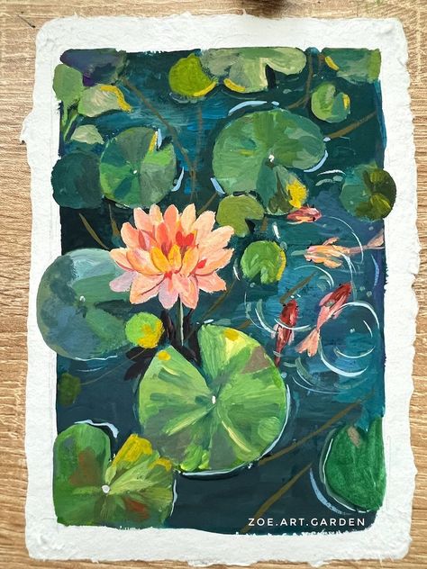 Pond Drawing, Gauche Painting, Painting Lotus, Zoe Lee, Pond Painting, Lotus Painting, Lotus Pond, Painting Nature, Gouache Art