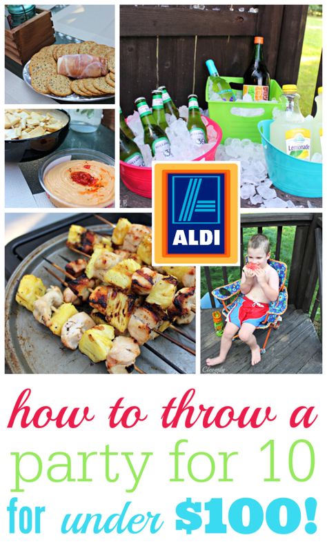 Party for 10 for under $100 with Aldi! #sponsored                                                                                                                                                     More School Bonfire, Aldi Party Food, Bonfire Ideas, Aldi Meals, Birthday Party On A Budget, Breakfast Gift Basket, Fabulously Frugal, Ball Birthday Party, Dinner Party Ideas