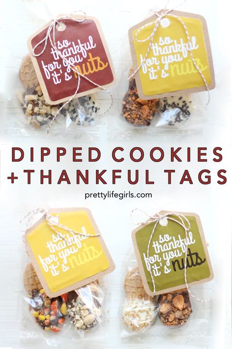 Dipped Nutter Butter Cookies + Thankful Tags - The Pretty Life Girls Thankful Tags, Work Appreciation, Thankful Printable, Thanksgiving Desserts Easy, Nutter Butter Cookies, Nutter Butter, Thanksgiving Treats, Pretty Life, Hosting Thanksgiving