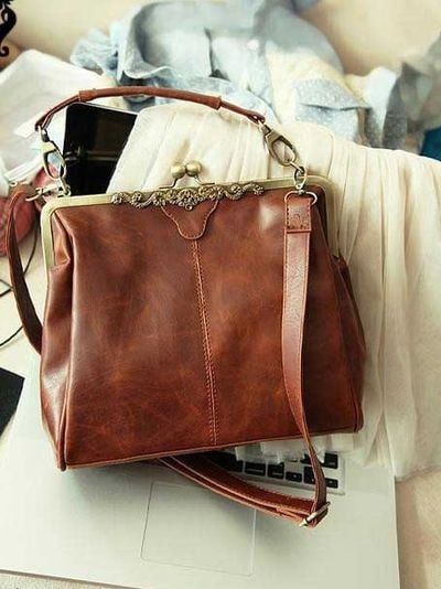 Chic PU Leather Vintage Design Handbag · KoKo Fashion · Online Store Powered by Storenvy Tas Bahu, Bohol, Retro Mode, Satchel Tote, Cute Purses, Prada Handbags, Brown Bags, Moda Vintage, Pinterest Fashion