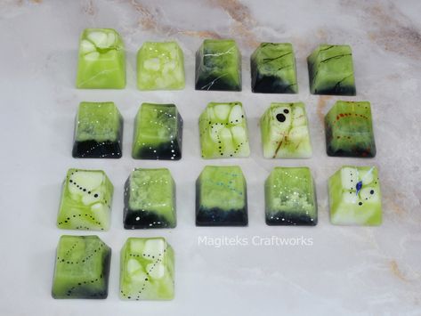 These artisan keycaps are great for a green themed keyboard. For sale on my Etsy Available here- https://etsy.me/3BWv9Ox #keycap #keycaps #resin #artisankeycaps #artisankeycap #pcgaming #gamingkeyboard #pc #resinwork #resinartwork #resincraft #pcbuilds #handcrafted #handmade #handmadeisbetter #shopsmallbusiness #smallbusiness #shopsmall Themed Keyboard, Resin Keycaps, Artisan Keycaps, Key Cap, Key Caps, Unlimited Money, Resin Artwork, Shop Small Business, Gaming Pc