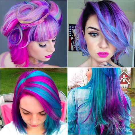 Taper Fade Mullet, Fade Mullet, Goth Hairstyles, Exotic Hair Color, Blue And Pink Hair, Fantasy Hair Color, Epic Hair, Holographic Hair, Magenta Hair