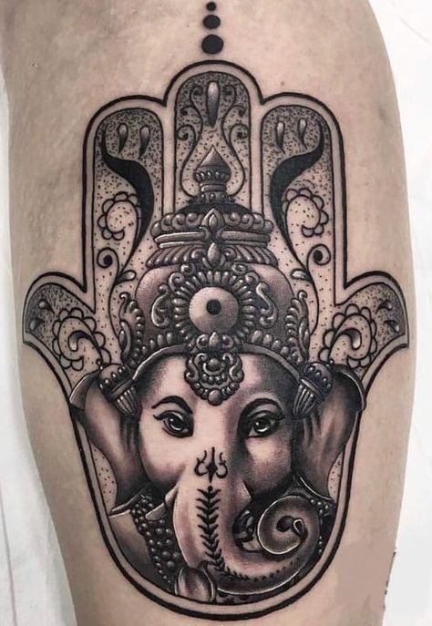 Elephant Tattoo Shoulder, Hamsa Elephant Tattoo, Hamsa Tattoo Meaning, Tattoo Brazo Mujer, Mandala Tattoo Sleeve Women, Elephant Tattoo Meaning, Hamsa Tattoo Design, Hamsa Hand Tattoo, Ganesh Tattoo