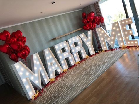 Marry Me Marquee Letters, Letters Decoration Ideas, Diy Birthday Number, Proposal Decor, Letters Decoration, Letters Ideas, Neon Light Art, Eyeliner Makeup, Wedding Proposals