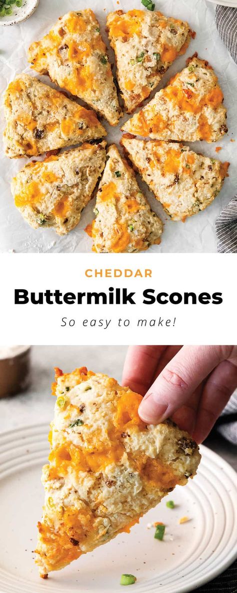 Buttermilk Cheese Scones, Brunch Hosting, Buttermilk Scones Recipe, English Dessert Recipes, Bacon Cheddar Scones, Irish Scones Recipe, Savory Scones Recipe, Buttermilk Scone Recipe, Cheddar Scones