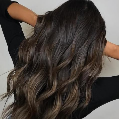 Cool Toned Dark Brown Hair Formula, Dark Mocha Brown Hair Balayage, Rich Brown Hair Color With Lowlights, Chocolate Brown Wella Formula, Chocolate Brown Hair Color 2023, Wella Dark Brown Formula, Mocha Hair Highlights, Mocha Brown Highlights On Dark Hair, Brown Hair Winter 2023