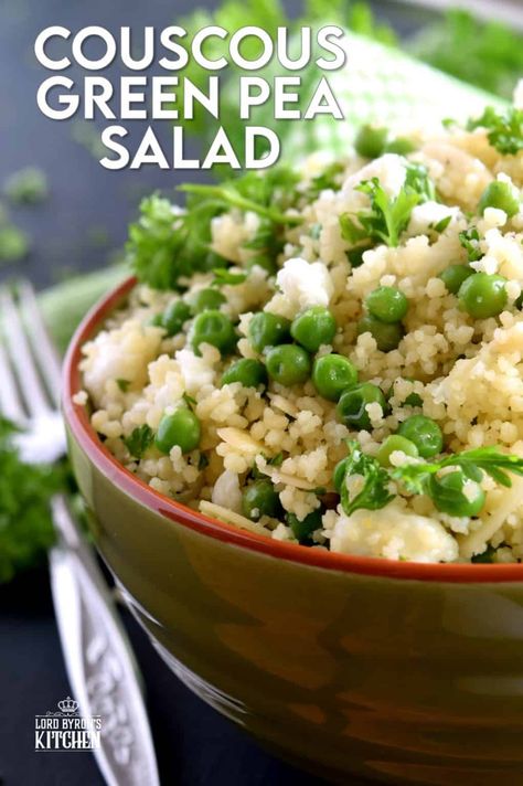 Low Carb Couscous Recipes, Pea Couscous Salad, Pearl Couscous Salad Recipes, Coucous Salad Recipes Feta, Couscous Salad Recipes Cold, Couscous Salads, Pearl Couscous Recipes, Green Pea Salad, Legumes Recipes