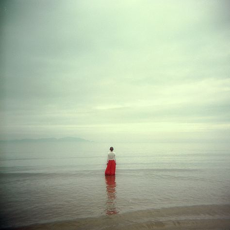 Standing In Water, Between Two Worlds, Red Skirt, Ely, Negative Space, Beautiful Photography, Pretty Pictures, Photo Inspiration, Photography Inspiration