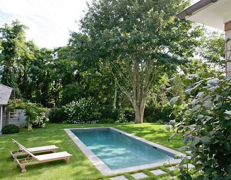 A modest pool design for the small yard - Decoist Design Per Patio, Backyard Pool Design, Small Swimming Pools, Pool Landscape Design, Above Ground Pool Landscaping, Small Pool Design, Backyard Pool Landscaping, Small Pools, Backyard Pool Designs