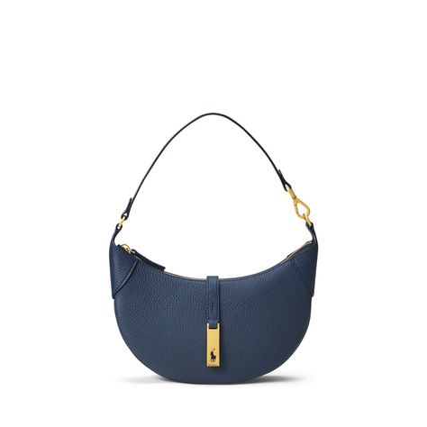 Polo ID Pebbled Mini Shoulder Bag Navy Bag, Womens Designer Bags, Id Bracelets, Blue Polo, Mini Shoulder Bag, Bag For Women, Leather Mini, Blue Bags, Leather Working