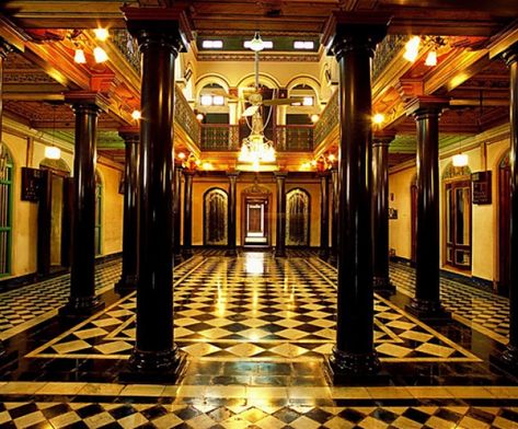 Karaikudi Luxury Hotels | Tourist Places to Visit Karaikudi | Travel Guide | Tourist Attractions | Where to Stay Indian Courtyard, Athangudi Tiles, Chettinad House, Indian Living Rooms, Kerala House, Indian Interiors, Indian House, Indian Home Design, Indian Home Interior