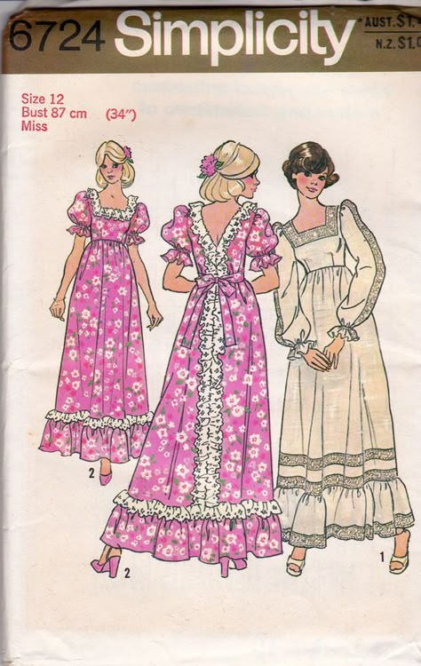 Dress Pattern Simplicity, 70s Sewing Patterns, Vintage Clothes Patterns, 70s Patterns, Simplicity Patterns Dresses, 1970s Sewing Patterns, 60s And 70s Fashion, Seventies Fashion, Vintage Dress Patterns