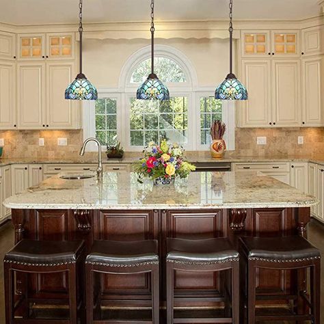 Glass Kitchen Lights, Light Fixtures Hanging, Stained Glass Pendant Light, Tiffany Pendant, Lights Over Kitchen Island, Stained Glass Lighting, Tiffany Pendant Light, Tiffany Ceiling Lights, Tiffany Floor Lamp