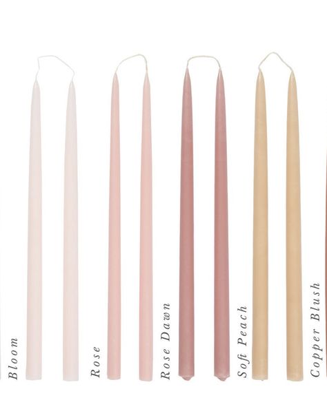 Mauve Taper Candles, Taper Candle Holders Wedding, White Candles Wedding, Pink Taper Candles, Tapper Candles, Taper Candles Wedding, Peach Candle, Brown Candles, Candle Sticks Wedding