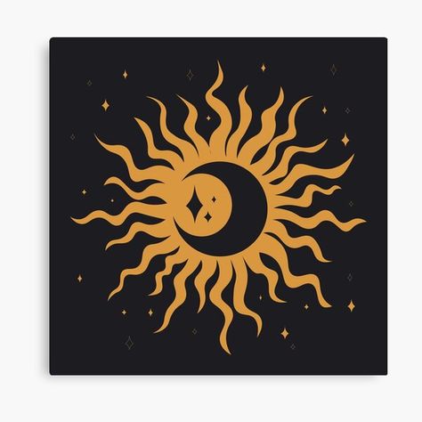 Painting Ideas Moon And Sun, Sun And Moon Painting Canvases, Simple Sun And Moon Painting, Sun And Moon Painting, Sun Moon Stars Painting, Trippy Sun And Moon Painting, Vinyl Art Paint, Painting Canvases, Moon Painting