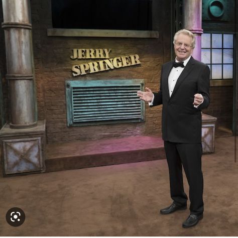 Jerry Springer Looking cool as fluff on the Jerry Springer show! 😀 Jerry Springer Show, Jerry Springer, Fall Backgrounds, Fall Background, What Can I Say, Favorite Actors, Cable Tv, Web Series, Make Me Happy