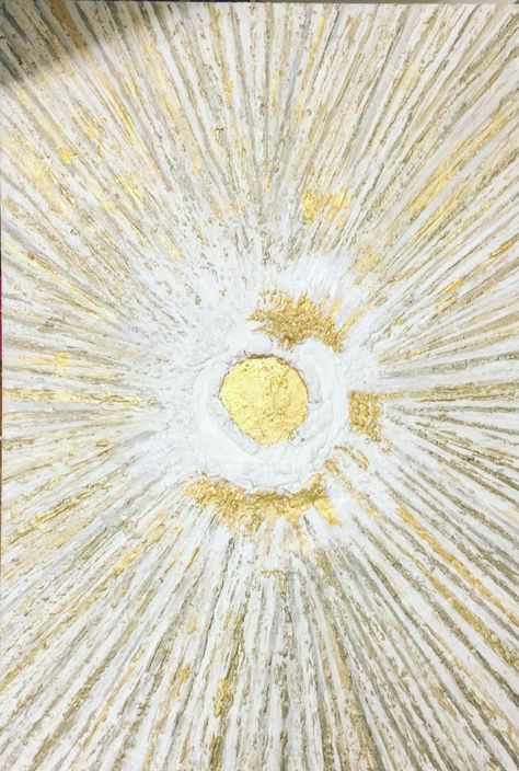 Plaster artwork with acrylic paint. Kreos paste. Mixed technique. Gold and white sun rays Plaster Artwork, Inspirational Art, Sun Rays, Texture Art, Abstract Art Painting, Acrylic Paint, Art Ideas, Acrylic Painting, Abstract Art