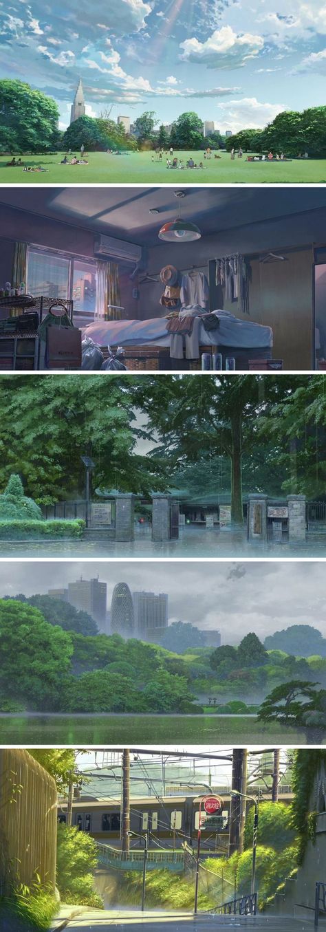 The Garden of Words (言の葉の庭 Kotonoha no Niwa) is a 2013 Japanese anime film produced by CoMix Wave Films and directed by Makoto Shinkai.  http://anime-backgrounds.tumblr.com/post/56151849190/the-garden-of-words-kotonoha-no-niwa-is-a: Makoto Shinkai Background, Makoto Shinkai Art, The Garden Of Words, Makoto Shinkai, Garden Of Words, Graphisches Design, Anime Backgrounds, The Aesthetics, Matte Painting