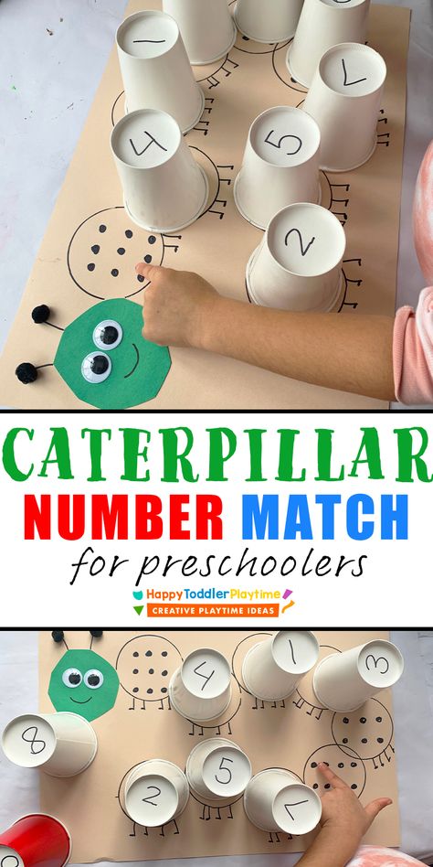 Preschool The Very Hungry Caterpillar, Caterpillar Counting Preschool, Insect Math Activities For Toddlers, Caterpillar Crafts For Preschoolers, Caterpillar Math Preschool, Caterpillar Math Activities Preschool, Caterpillar Number Matching, Hungry Caterpillar Maths Activities, Insect Activities For Kindergarten