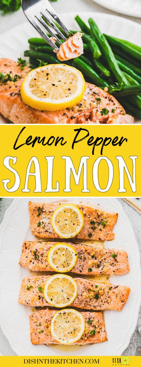 Looking for a healthy dinner option that doesn't sacrifice on flavour? Here's how to create restaurant-quality oven baked Lemon Pepper Salmon right in your own kitchen. Your tastebuds will adore the tangy freshness of lemons and the subtle heat of black pepper flavouring these perfectly flaky salmon filets. Baked Salmon Lemon Pepper, Lemon Pepper Salmon Pan Seared, Salmon Filet Recipe Pan, Baked Salmon Recipes Oven Easy Healthy, Lemon Pepper Salmon Baked, Lemon Pepper Salmon Recipes, Salmon Filets In Oven, Whole Salmon Recipes Baked, Oven Cooked Salmon