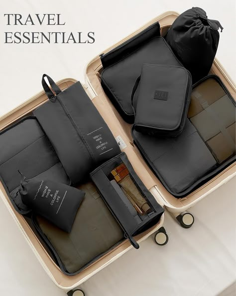 ✅【MULTI-FUNCTIONAL PACKING CUBES 10 Set】packing cubes*3: L(15.8" x 11.8" x4.7") M(12.6"x10.0"x4.7") S(11.8"x8.9"x4.7");bra underwear bag*1: (11.0" x 7.8" x 4.7"); laundry bag*2 - M(14"*10.6") S (9.8"*6.3");shoe bag*1: (13.4"x8.2");toiletry bag with hook*1: (8.3"x7.5"x3.2");pocket*1: (10.6" x 6.2");cosmetic bag*1: (10.2"*5.9")Large capacity must-have value pack. ✅【ORGANIZED PACKING & SPACE SAVING】Separating Your Different Clothes with Packing Cubes of Multiple Sizes. Time-Saving for Your Travelin Aesthetic Travel Accessories, Travel Organizer Bag, Travel Accesories, Minimal Travel, Travel Bag Set, Accessories Essentials, School Bag Essentials, Travel Bag Essentials, Travel Finds