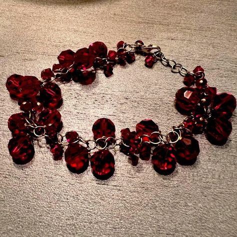 Ruby Red Swarovski Crystal Bracelet Hoco Jewelry, Acorn Tattoo, Blurry Pics, Male Vampire, Sparkly Bracelets, Crystal Aesthetic, Princess Jewelry, Ur Mom, Arm Bracelets