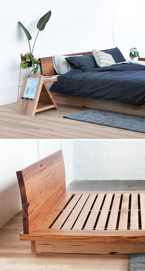 Low Bed Ideas, Timber Bed Frame, Timber Bed Frames, Timber Bed, Timber Beds, Yard Furniture, Bed Frame Design, Wooden Bed Design, Low Bed