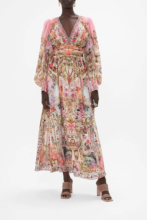 Disney Print Collection | CAMILLA AU – CAMILLA Dreams Really Do Come True, Camilla Dress, Morning Dress, Disney Print, World Of Wonder, Long Kaftan, Blouson Sleeve, Shirred Dress, Silk Dress Long