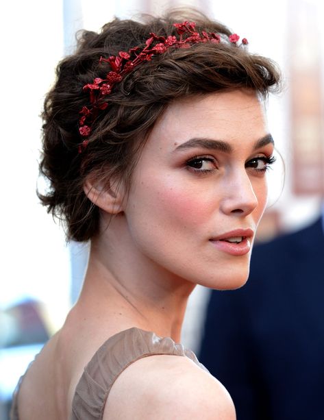 Keira Knightley Quotes | POPSUGAR Celebrity Curly Bridal Hair, Short Bridal Hair, Formal Hairstyles For Short Hair, Wedding Hair Half, Easy Hairstyles For Thick Hair, Prom Hairstyles For Short Hair, Short Wedding Hair, Penteado Cabelo Curto, Short Hair Updo