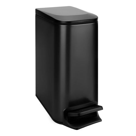 Amazon.com: TIPGO Slim Bathroom Trash Can with Lid Soft Close, 6 Liter / 1.6 Gallon Stainless Steel Garbage with Removable Inner Bucket, Small Trash Bins for Bedroom, Office (Matte Black) : Home & Kitchen Small Bathroom Trash Can, Black Gold Kitchen, Slim Bathroom, Trash Can With Lid, Kitchen Trash, Bathroom Trash Can, Kitchen Black, Can Openers, Kitchen Trash Cans