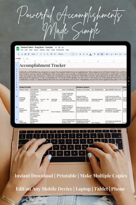 This comprehensive resource empowers you to showcase your accomplishments and professional growth effectively. With expert insights and practical strategies, this guide provides you with the tools to create a powerful brag book that captures your major achievements, contributions, and impact. Say goodbye to the struggle of preparing for performance reviews, asking for promotions, or negotiating raises. It's time to confidently present your success story and take your career to new heights. Brag Books, Google Spreadsheet, Brag Book, Job Promotion, Performance Reviews, Professional Growth, Career Growth, Google Sheets, Success Story