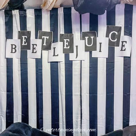 Beetlejuice Hallway Decorations, Beetle Juice Classroom Door, Beetlejuice Party Decorations Diy, Beetlejuice Door Decoration Diy, Beetlejuice Birthday Party Decorations, Beetlejuice Bulletin Board, Beetlejuice House Decor, Beetle Juice Decorations Diy, Beetlejuice Party Decorations